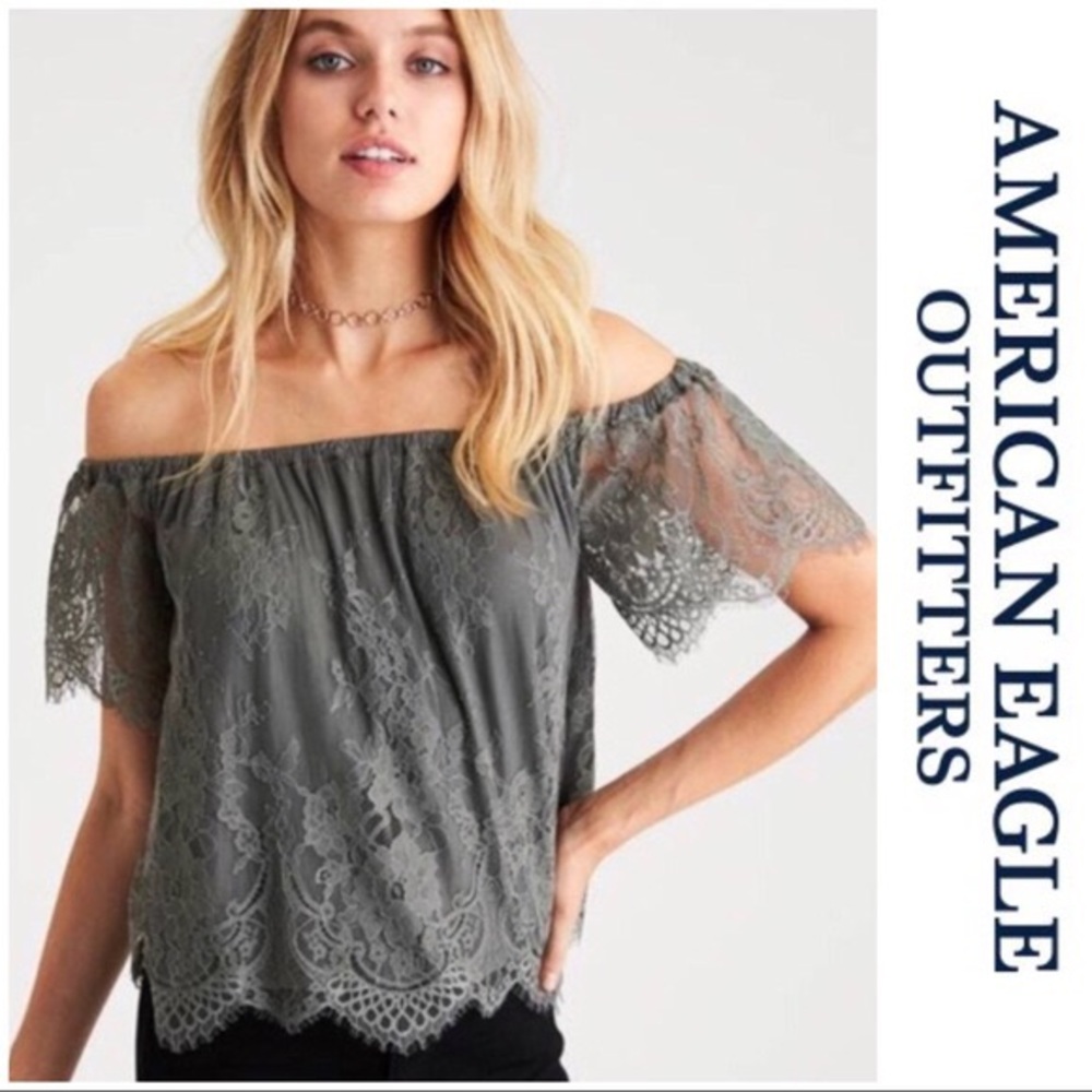 📌 4/$24 💚🦅AE 🦅💚 lace off shoulder 💙SZ M